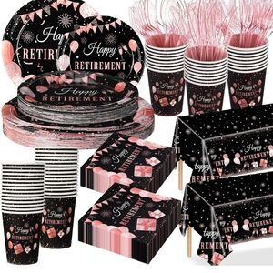 Black and Pink Disposable Tableware Party Set